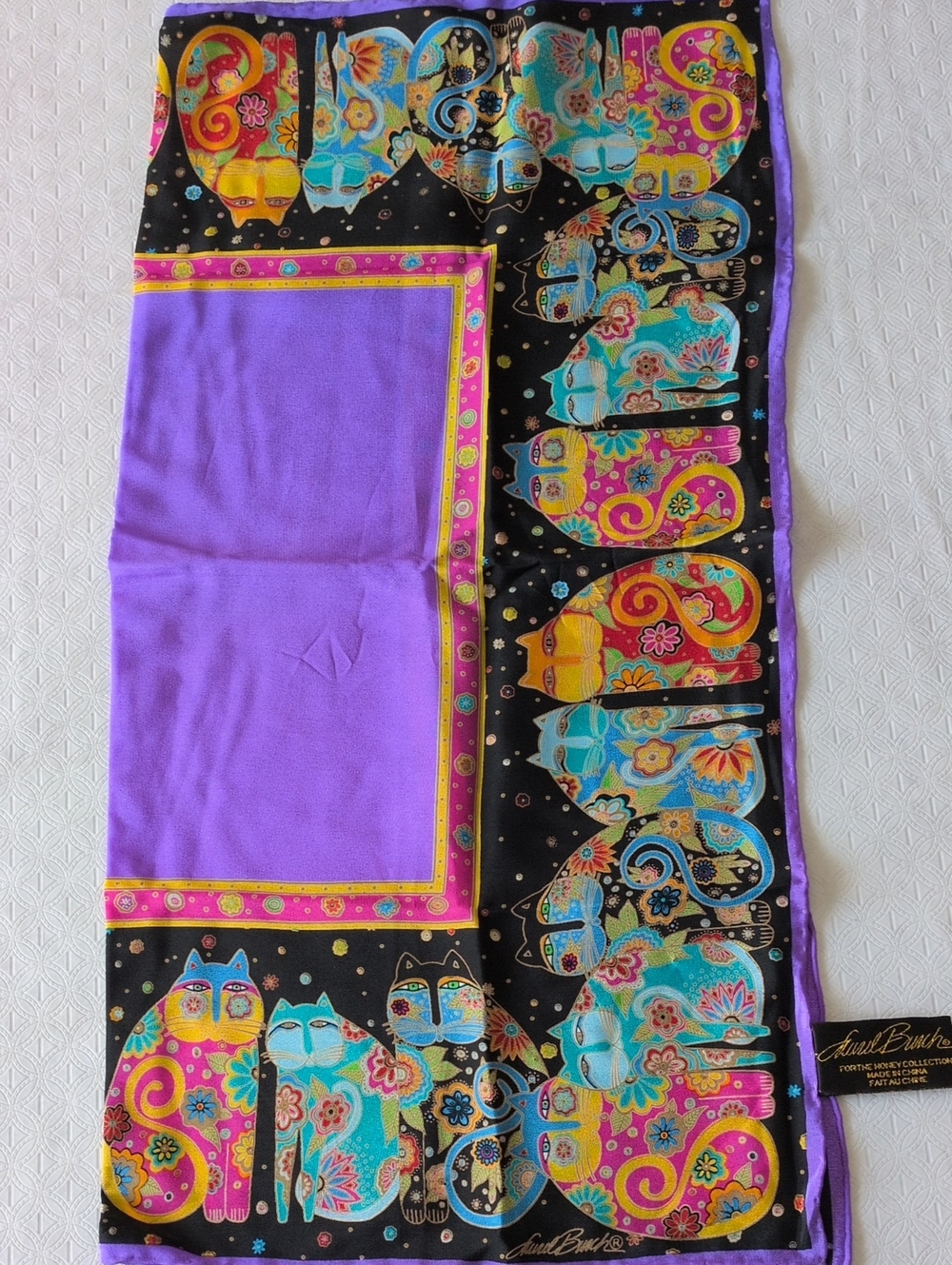 Laurel Burch Silk Square Cat Scarf - Picture 7 of 8
